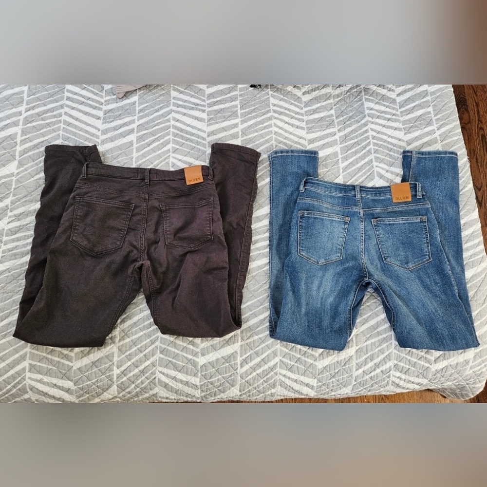Lot of 2 DUER midrise Slim Straight Denim Jeans 26x32 - Picture 2 of 4